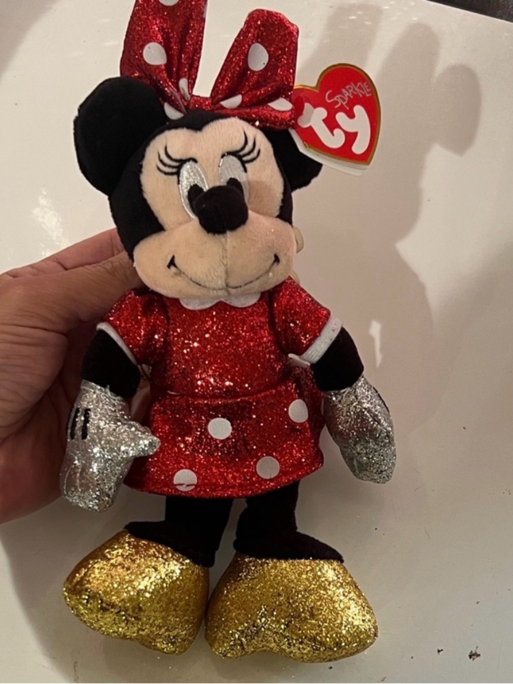 TY Sparkles- Minnie Mouse  Plush - Red, Silver, Gold 6”